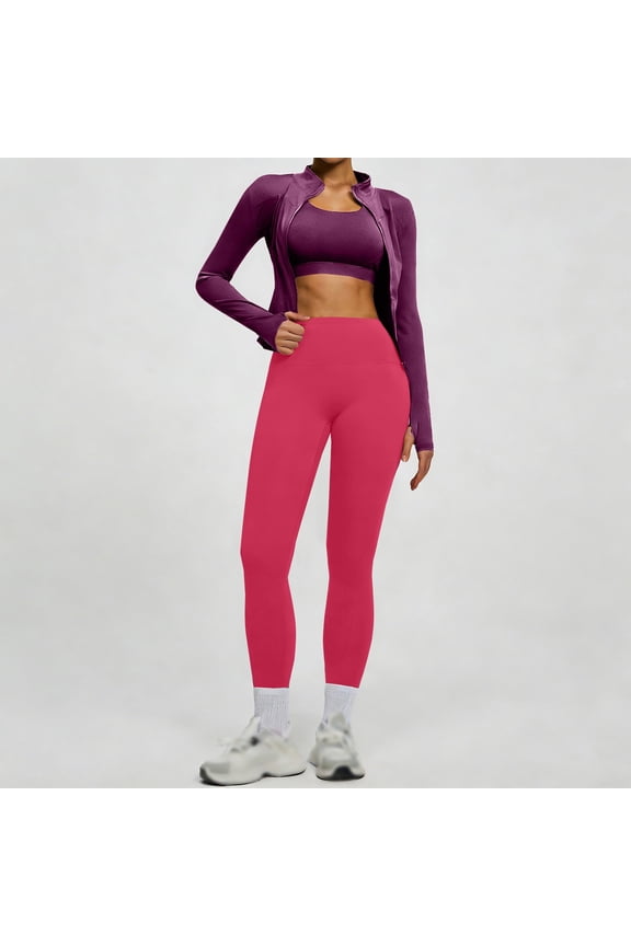 2 Piece Gym Workout Sets for Women Seamless Yoga Outfits High Waist Butt Lifting Leggings