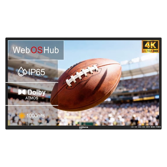 Pyimgus 55 Inch Outdoor TV, 4K Weatherproof Outdoor Smart TV, 1000nits High Brightness Outdoor TVs, IP65 Waterproof TV, Voice Assistant Remote, Compatible with Dolby, Suitable for Partial Sun