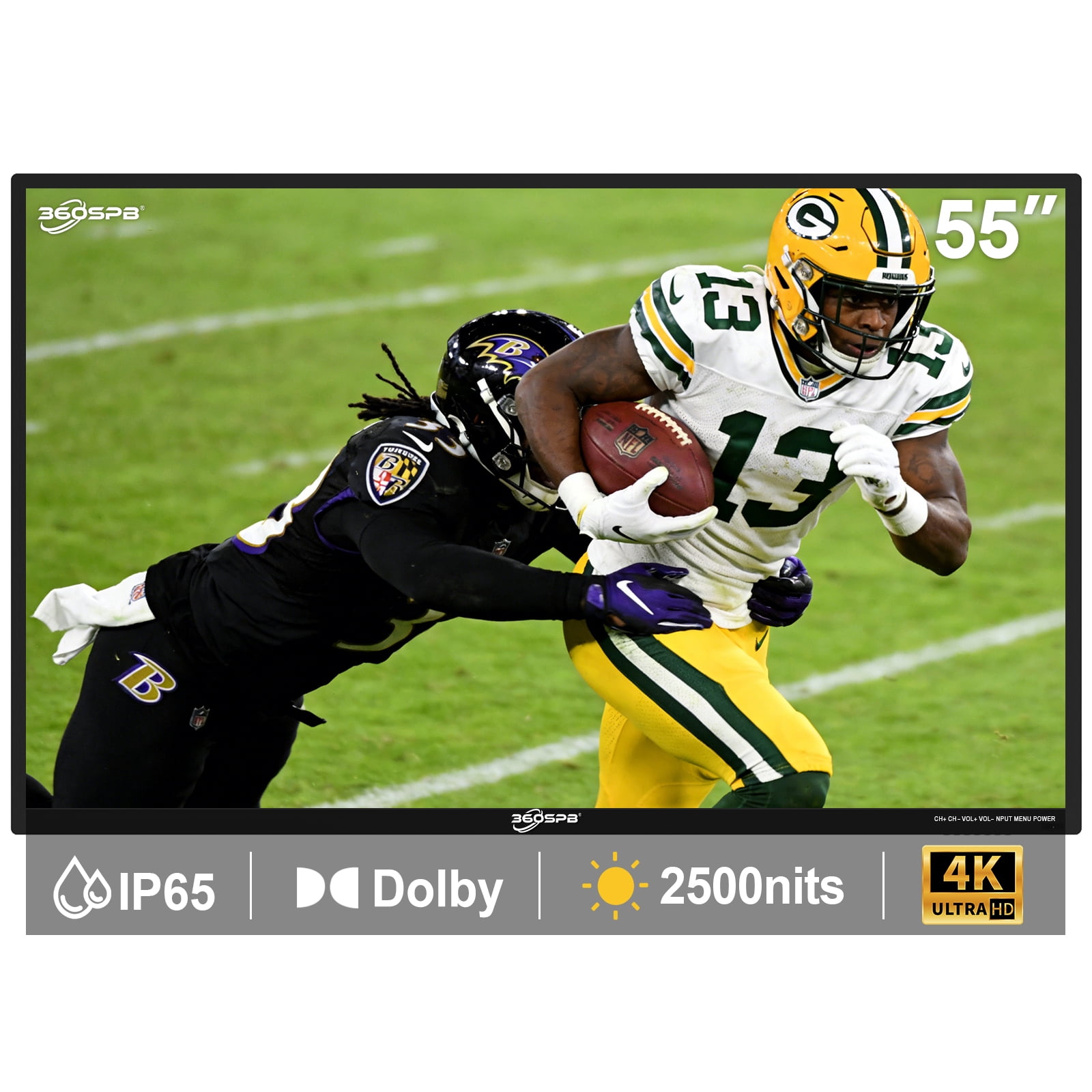 Pyimgus Outdoor TV, 55Inch 4K Outdoor Smart TV, 2500nits High Brightness Outdoor TVs, IP65 Waterproof TV, Voice Assistant Remote, Compatible with Dolby, Wide Viewing Angle Smart TV