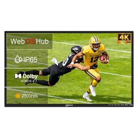 Pyimgus Outdoor TV, 65 Inch 4K Outdoor Smart TV, 2500nits High Brightness Outdoor TVs, IP65 Waterproof TV, Voice Assistant Remote, Compatible with Dolby, Wide Viewing Angle Smart TV