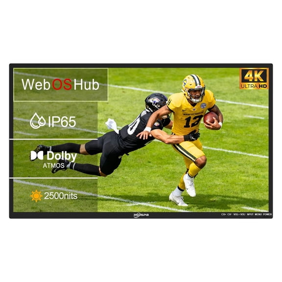 Pyimgus Outdoor TV, 65 Inch 4K Outdoor Smart TV, 2500nits High Brightness Outdoor TVs, IP65 Waterproof TV, Voice Assistant Remote, Compatible with Dolby, Wide Viewing Angle Smart TV