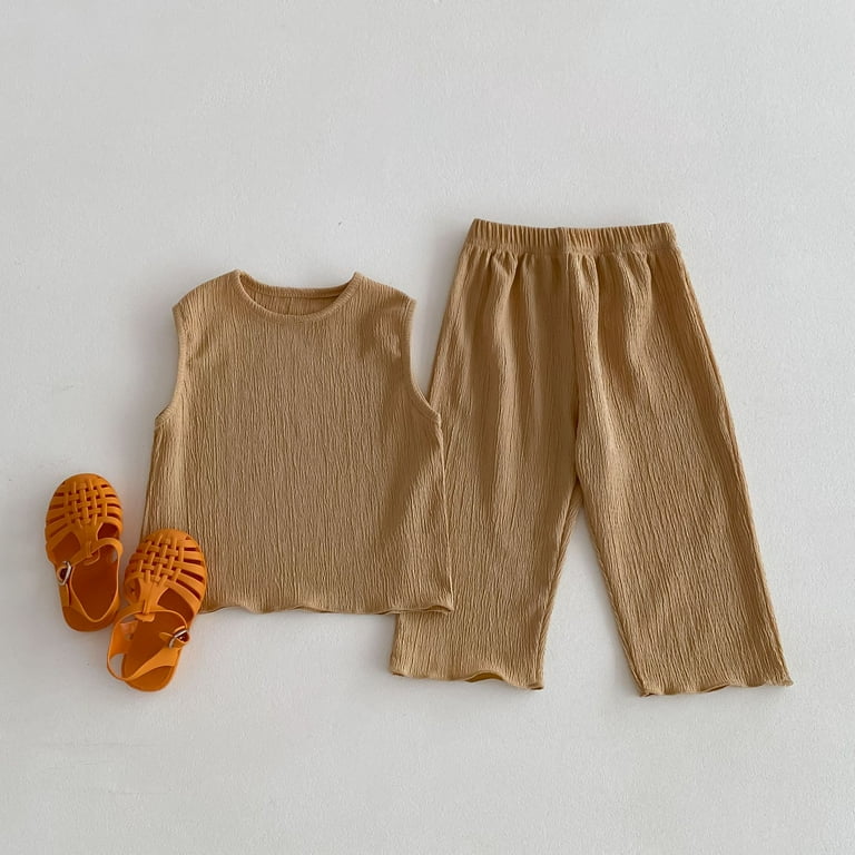 Pyjama en coton fin pour enfants ensembles decontractes simples olympiques monochromes vetements de maison pour enfants bebe garcon et fille 2 pieces ete Walmart