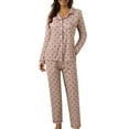 thumbnail image 1 of Pyjamas for Women Casual Lapel Button Plaid Print Two Piece Long Sleeve Fall and Winter Sleepwear, 1 of 4