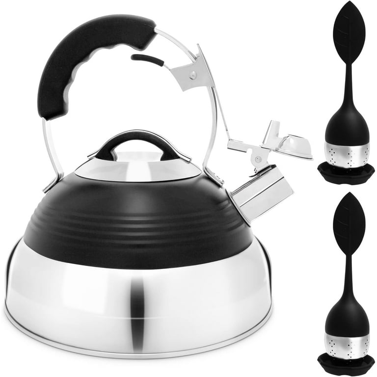 Pykal Compatible Stovetop Kettle Stainless Steel Black 9.61 x 9.21 x 9.13 inches