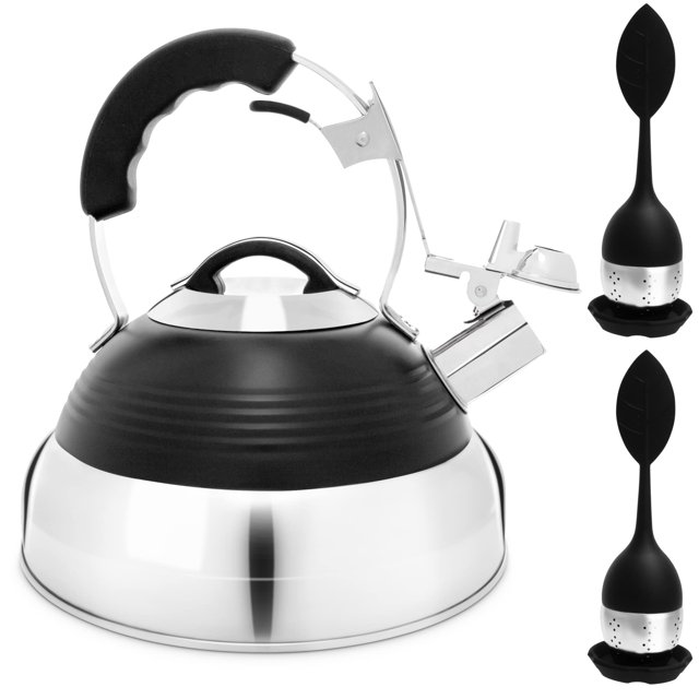 Pykal Red Whistling Tea Kettle with iCool Handle, 2 Premium Infusers, and 5Ply Fast Heating