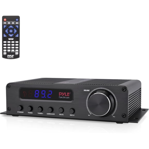 Pyle 100W 5-Channel Bluetooth Audio Amplifier Home Theater Stereo Receiver with Surround Sound, HDMI, AUX Input, FM Antenna, Subwoofer Speaker Output & 12V Adapter