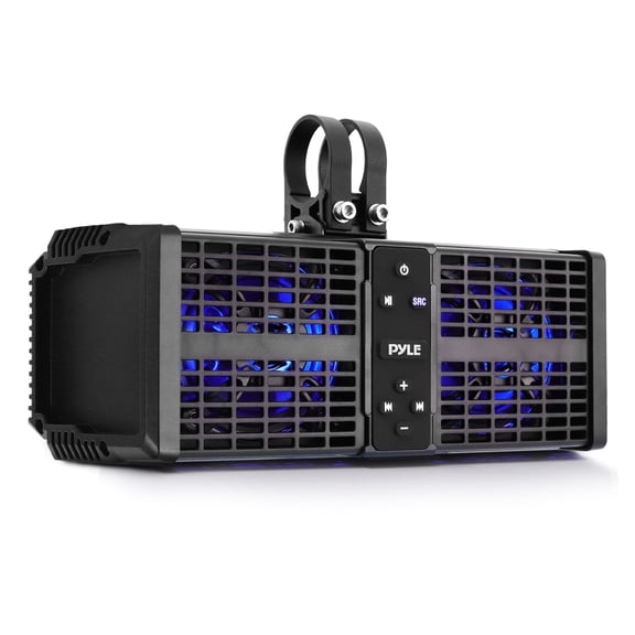 Pyle 11" ATV/UTV Sound Bar Waterproof Bluetooth Off-Road Speakers with Built-in Class D Amplifier, 2-Way Speaker System, LED Lights, AUX Input & RCA Output