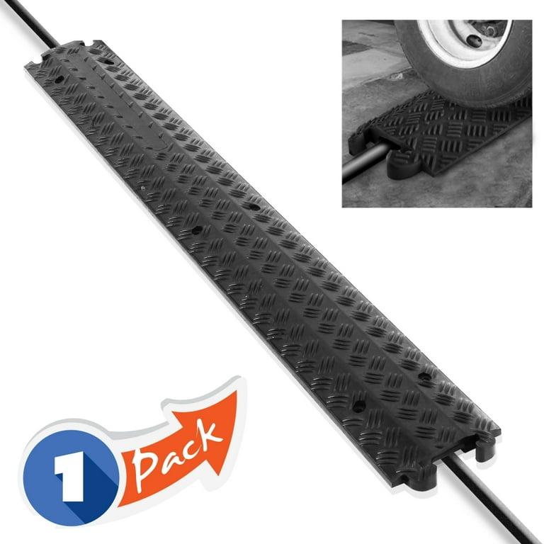 Pyle 11000lbs Single Channel Heavy Duty Hose & Cord Track Floor Durable  Cable Protection Ramp Cover