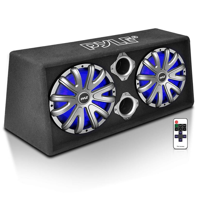 Pyle 12 Dual Subwoofer Box System 600-Watt Slim Mount Truck Audio  Subwoofer Box Rear Vented Design