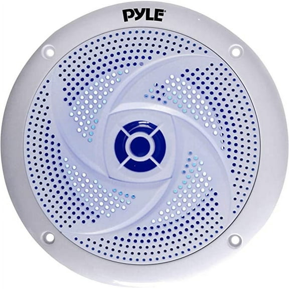 Pyle 160-Watt 2 Way 8 Inch Marine Speakers - LED Light: Blue Illumination, Water-Resistant (WHITE)