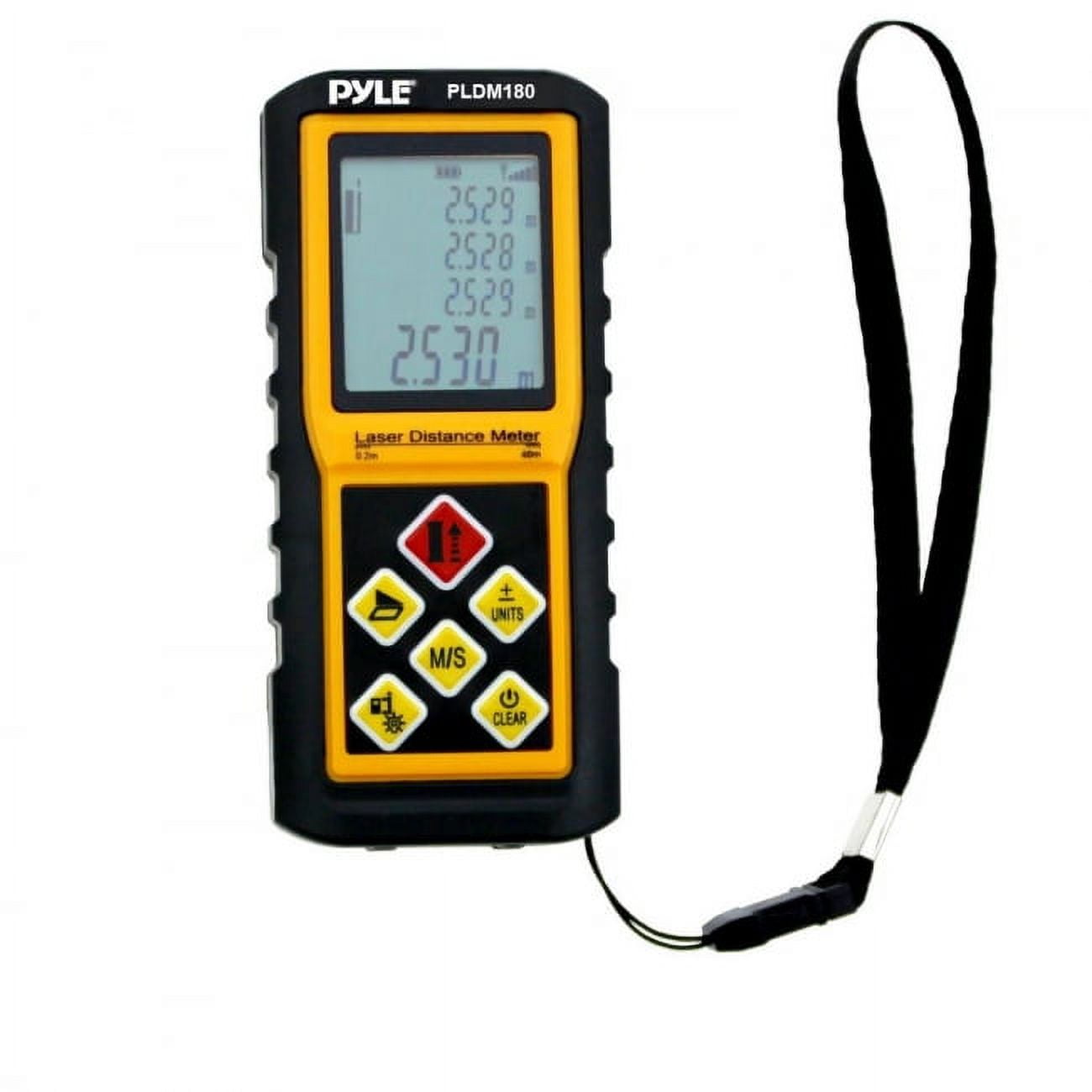 Pyle 180 Ft. Handheld Laser Distance Meter with Calculation Tool Backlit LCD Display Direct Indirect Volume and Area Measuring