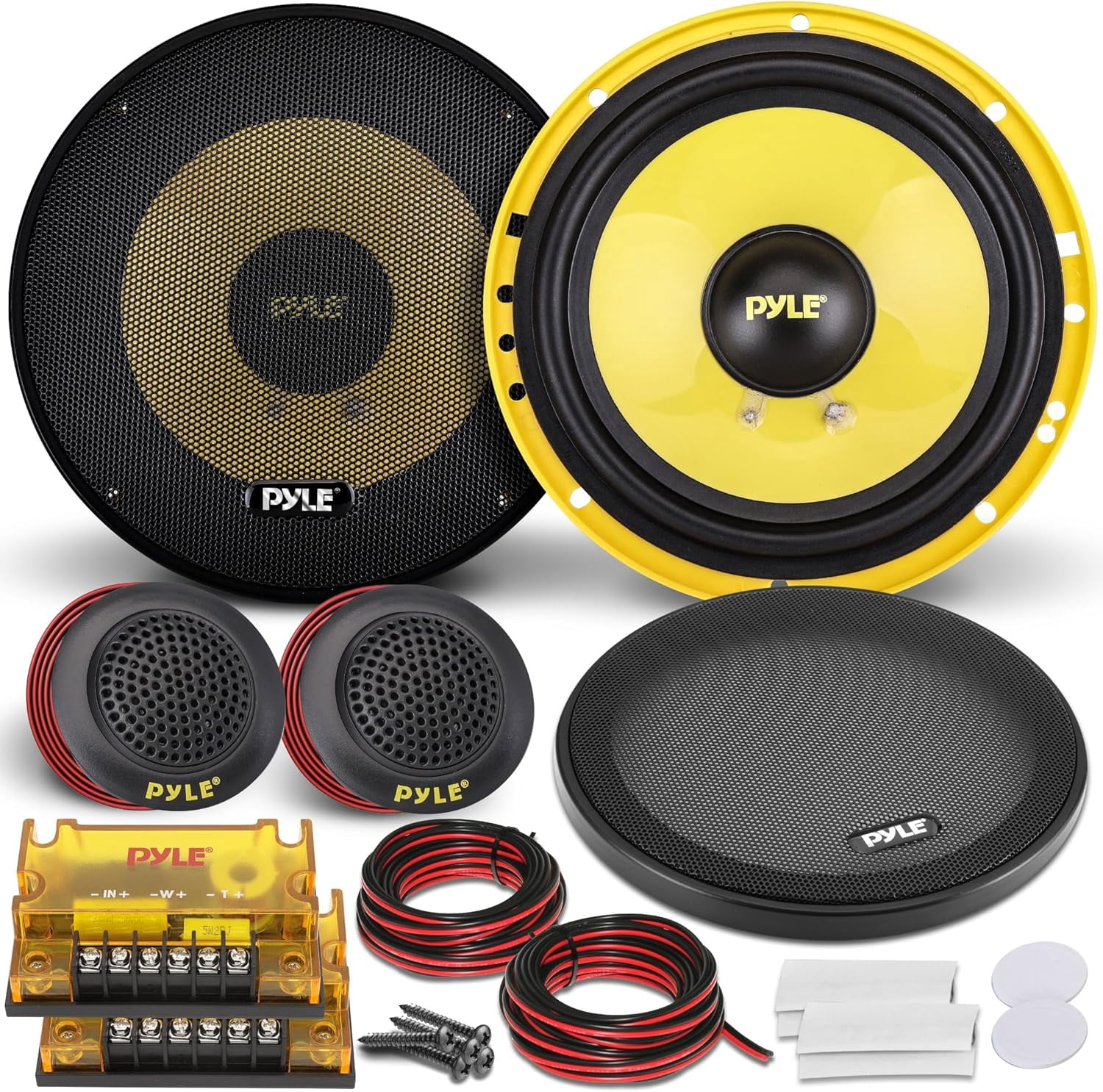 Pyle 2-Way 6.5" Component Speakers - 400W, Butyl Rubber Surround, Electroplated Basket