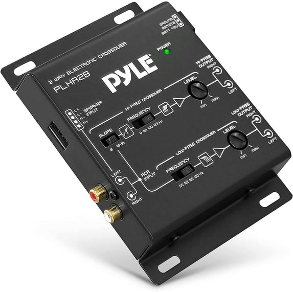 Pyle 2-Way Electronic Crossover Network Independent HighPass LowPass Controls 4-Channel RCA Outputs