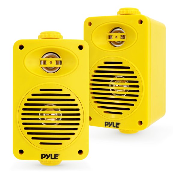 Pyle 200 Watt Bluetooth Indoor Outdoor Speakers Pair - Dual Waterproof 3.5 2-Way Full Range Speaker System w/ 1/2 High Compliance Polymer Tweeter Home, Boat, Marine, Deck, Patio, Poolside Yellow