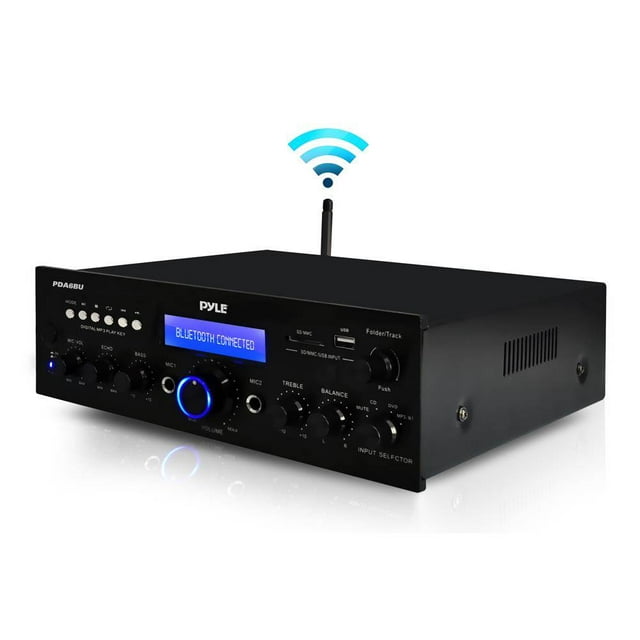 Pyle 200W Bluetooth LCD Home Stereo Amplifier Receiver with Remote and FM