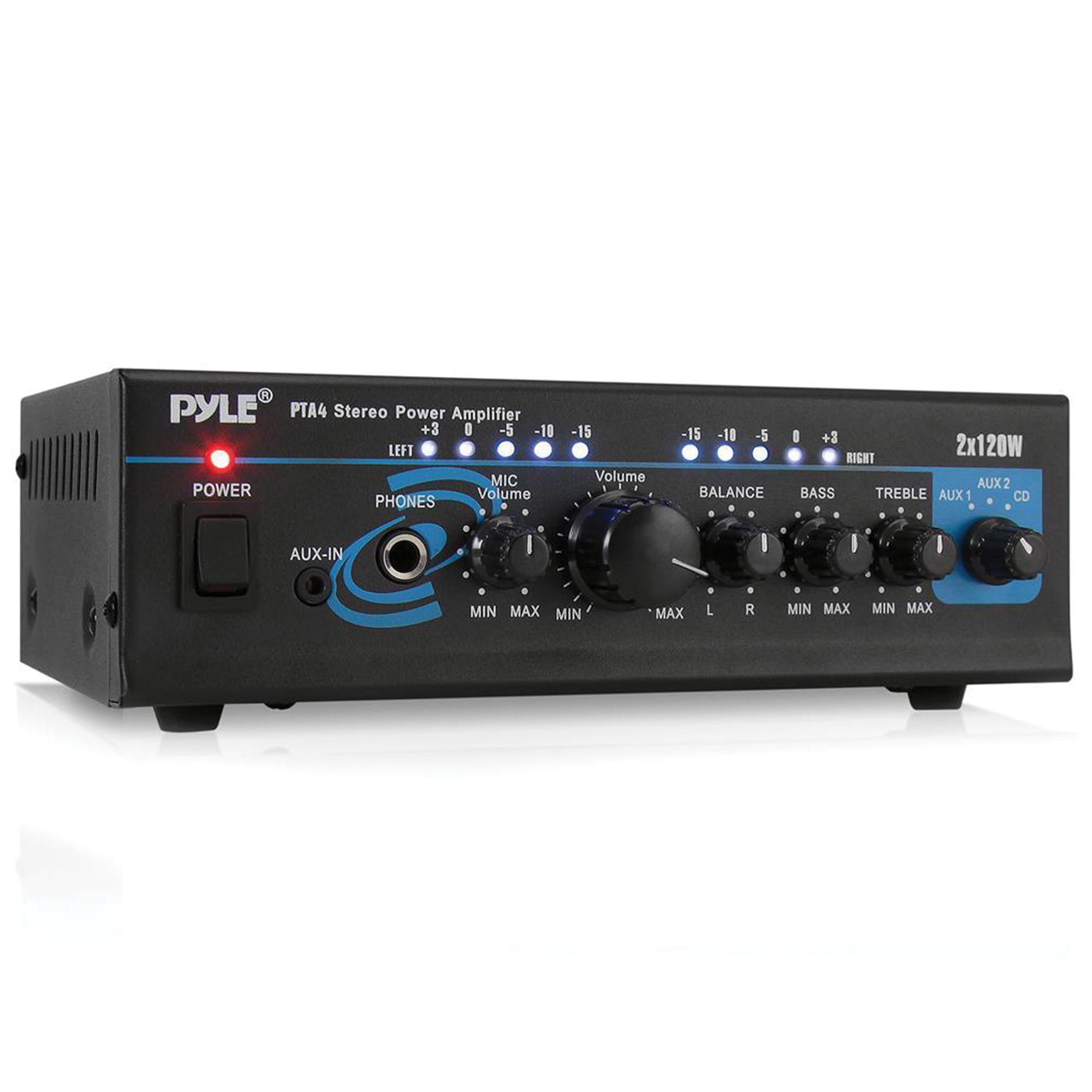 Pyle PTA4 Mini Bluetooth Home Audio 240 Watt 2 Channel Amplifier Stereo Receiver