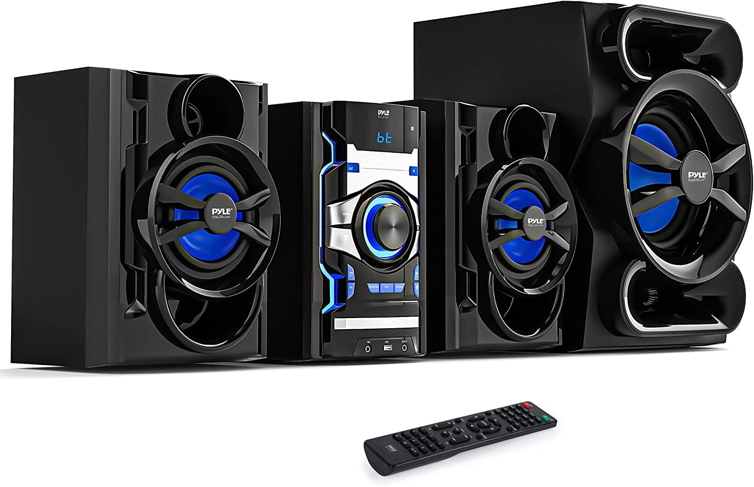 Pyle 3-Piece Wireless Bluetooth Stereo Shelf System - 800W CD & DVD Player for Home Audio