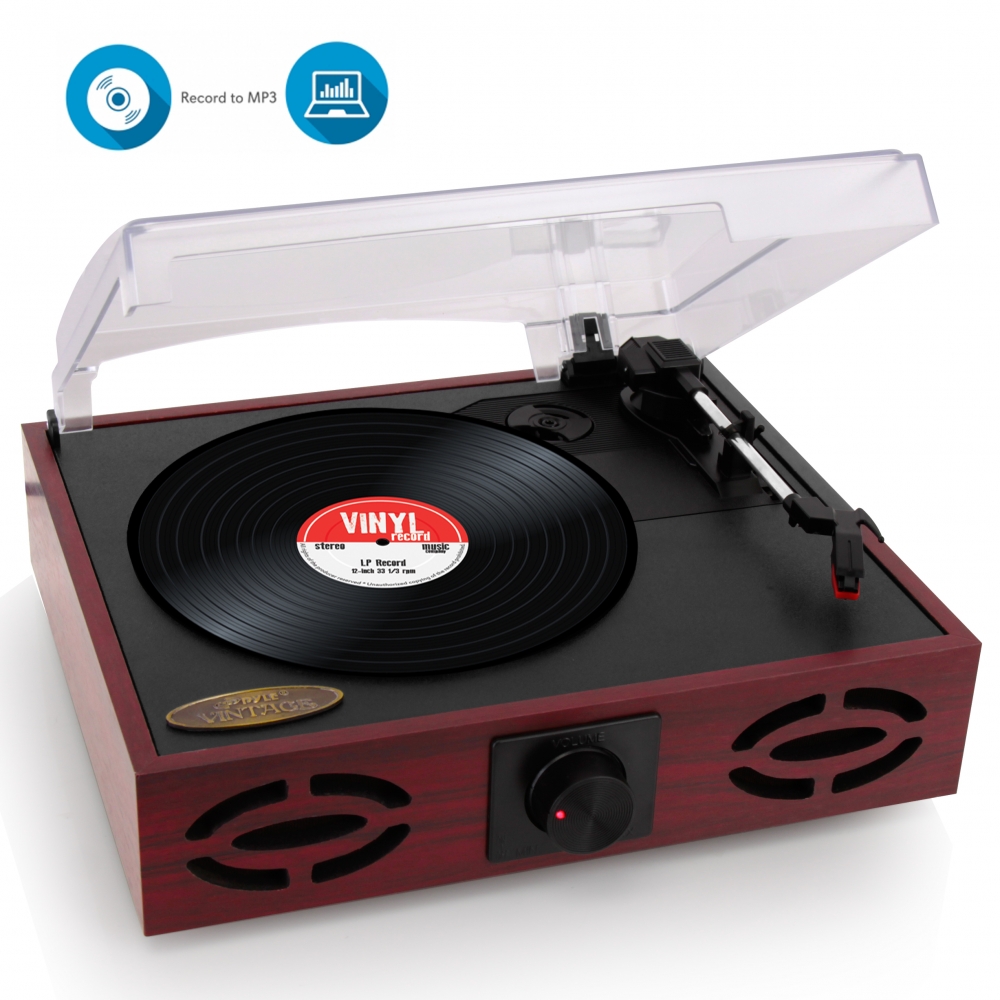 Pyle 3 Speed Vintage Classic Style Record Player with Vinyl to MP3 Recording - image 1 of 4