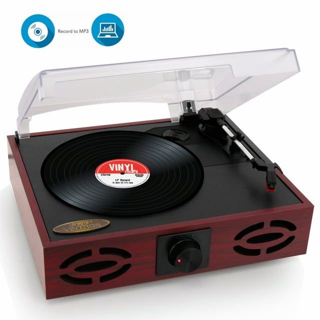 Pyle 3 Speed Vintage Classic Style Record Player with Vinyl to MP3 Recording