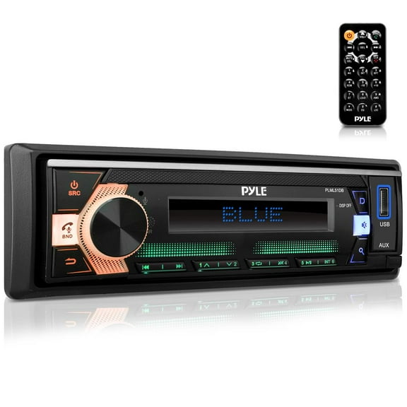 Pyle 300-Watt Stereo Receiver Power Amplifier, Single DIN, Bluetooth Compatible, 25 Band EQ (Black)