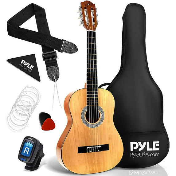 Pyle 36 Inch Junior 6 String Beginner Classic Acoustic Guitar & Accessories