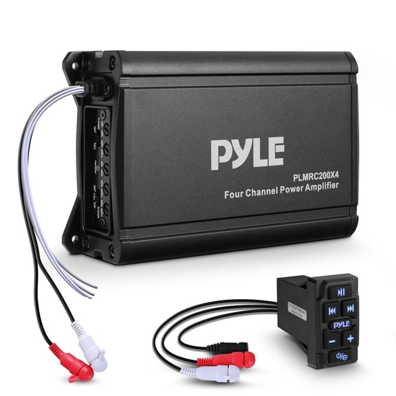 Pyle 4 Channel Waterproof Rated Marine Amplifier, 600 WATT Max Pro Audio Powersports Amp System Kit, Wireless BT Streaming Marine Grade Component Audio, AUX/RCA Input, BT Control Unit