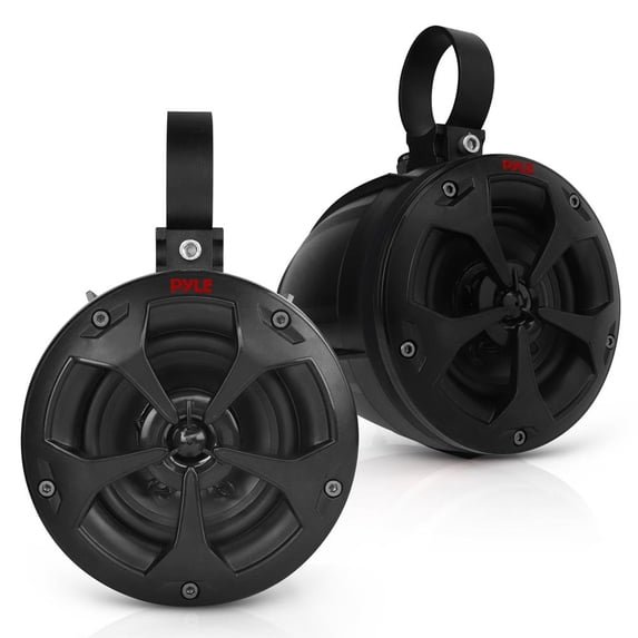 Pyle 4" Off-Road Bluetooth Waterproof Speakers – 800W Peak Amplified Speaker System for ATV, UTV, Golf Cart & Boat, AUX Input, Compatible with All 12V Vehicles, Rugged Outdoor Design (Black)