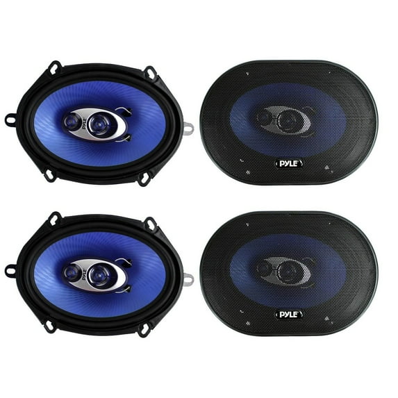 Pyle 4 Pack PL573BL 5x7" 600 Watts 3-Way Car Coaxial Speakers Stereo Blue Four