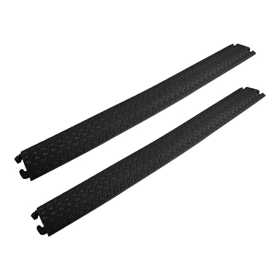 Pyle 80 Inch Double Ramp Rubber Floor Cord Concealer - 1 Channel Heavy Duty Cable Protector