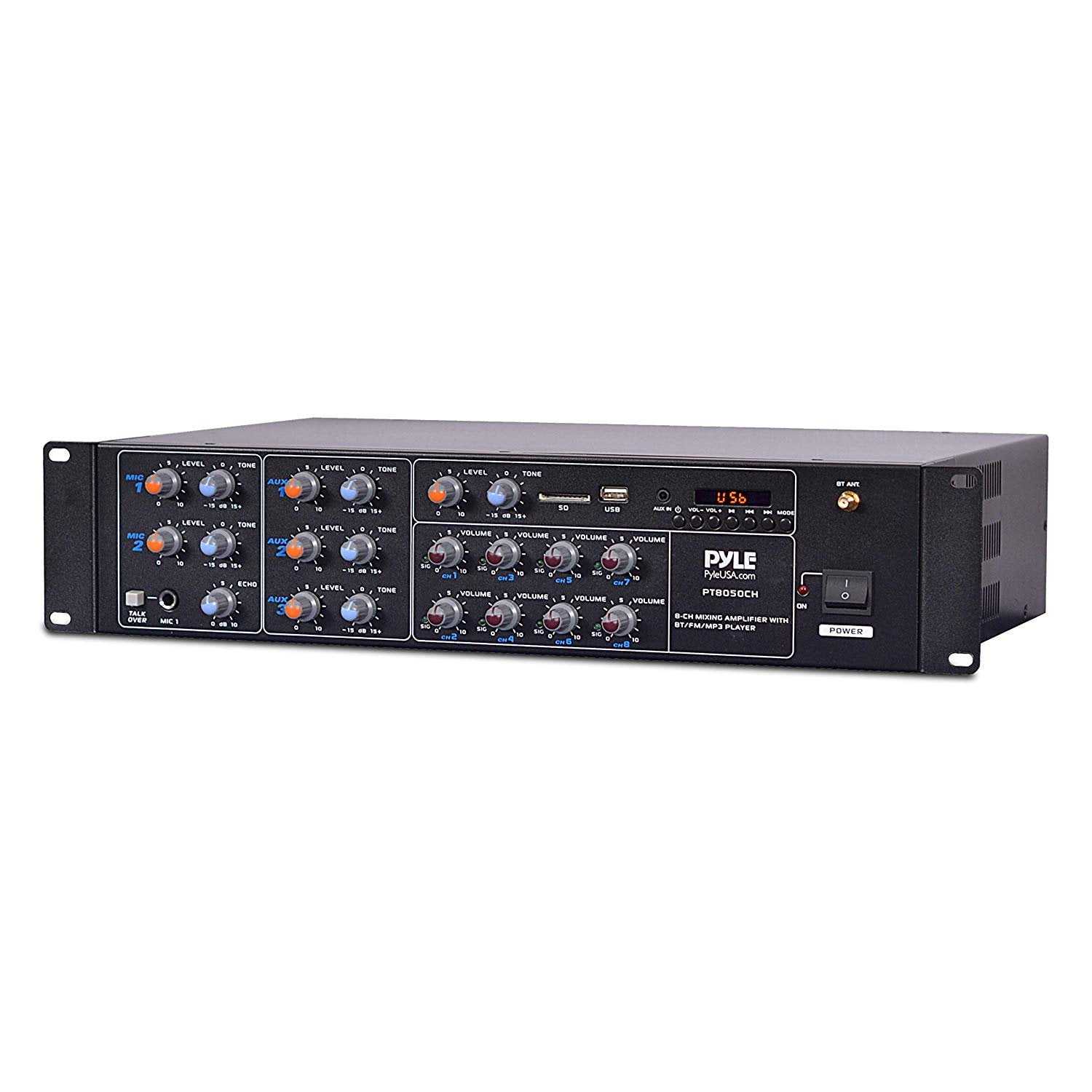 Pyle 4000 Watt 8 Channel Audio Bluetooth Amplifier Sound Mixer Receiver System