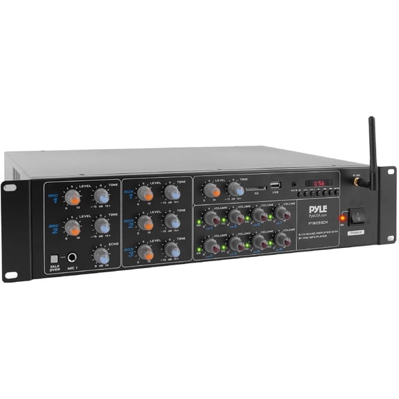 Pyle 4000 Watt 8 Channel Audio Bluetooth Amplifier Sound Mixer Receiver System