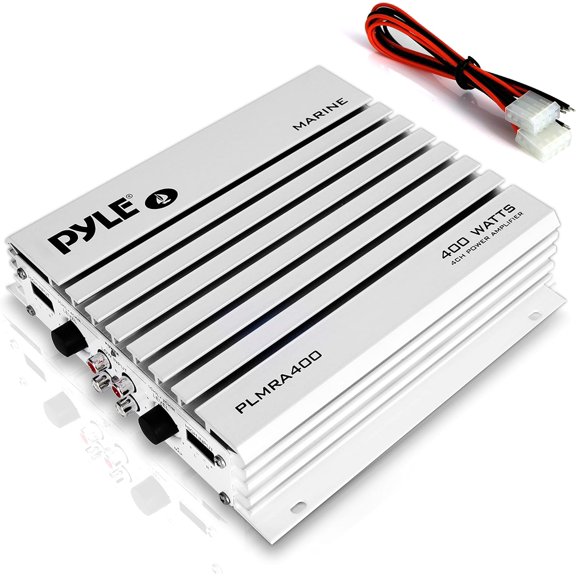 Pyle 4-Channel Marine Amplifier  400W Elite Hydra Series Water-Resistant Audio Amplifier with Dual MOSFET Power Supply, RCA Inputs, Level Control, LED Indicator & Fuse Protection
