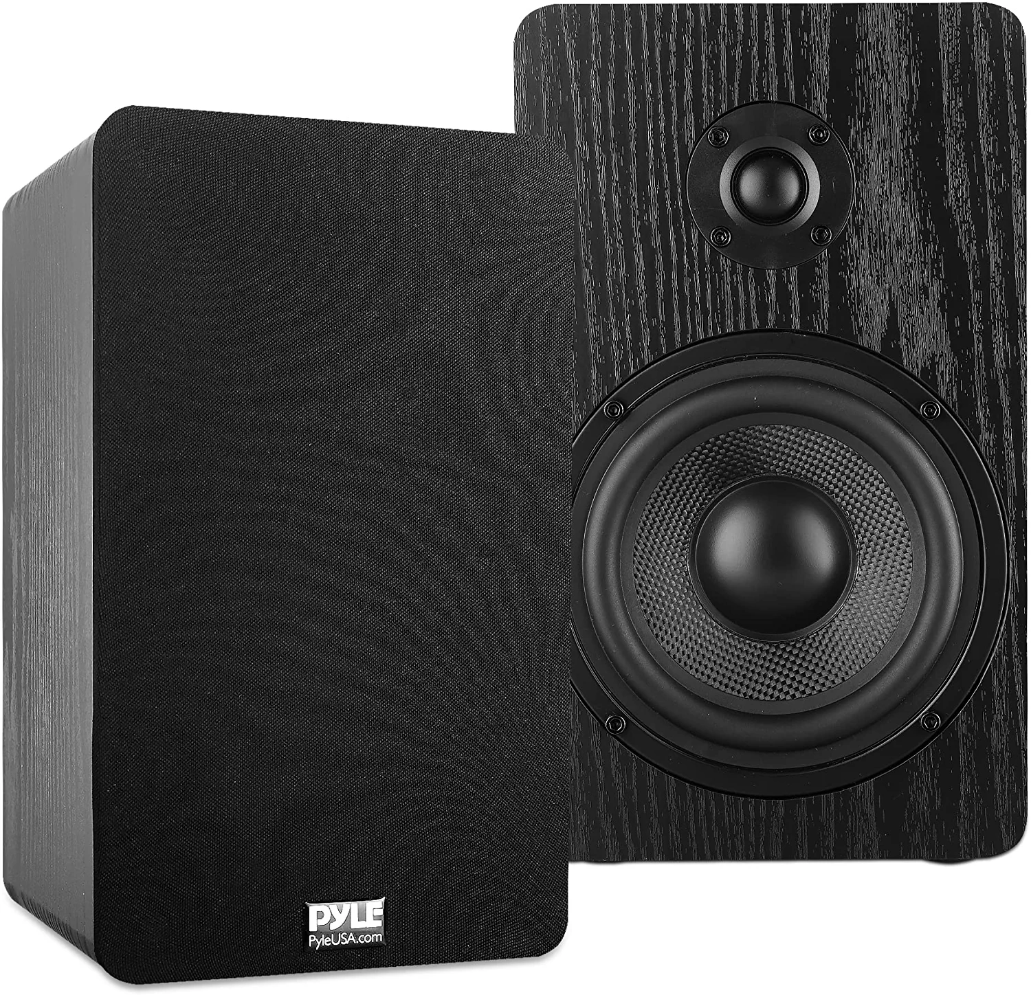 Pyle 5.25'' Home Theater Wooden Bookshelf Speakers WallMountable
