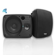 Pyle 5.25 Inch 600 Watt Indoor Outdoor Waterproof Bluetooth Black Speaker Pair
