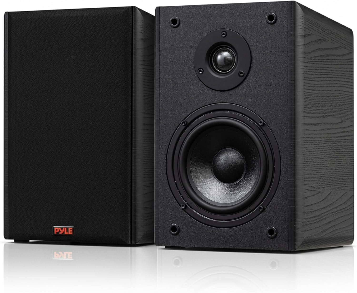 Pyle 5.25” Wired Bookshelf Speakers – Pair of 2-Way HiFi Home Theater Speakers with Wall Mount Brackets, Paper Cone Woofer & Soft Dome Tweeter, Compact Design for Home Audio, Black