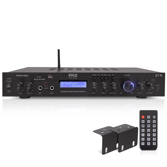 Pyle 5 Channel Rack Mount Bluetooth Receiver, Home Theater Amp, Speaker Amplifier, 200-Watt (Black)