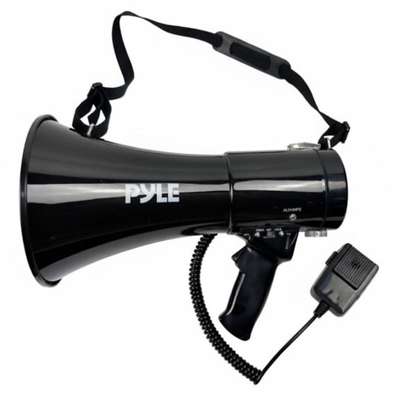 Pyle 50W Bluetooth Megaphone Bullhorn – Rechargeable PA Speaker with USB/TF Card Reader, 260s Recording, Siren Alarm, Type-C Charging for Events & Crowd Control, Black