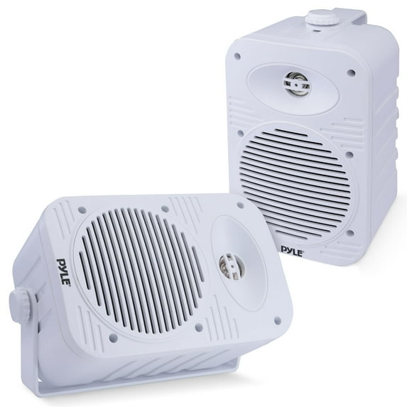 Pyle 500 Watt Bluetooth Indoor Outdoor Speakers Pair - Dual Waterproof 5.25 2-Way Full Range Speaker System w/ 1/2 High Compliance Polymer Tweeter Home, Boat, Marine, Deck, Patio, Poolside White