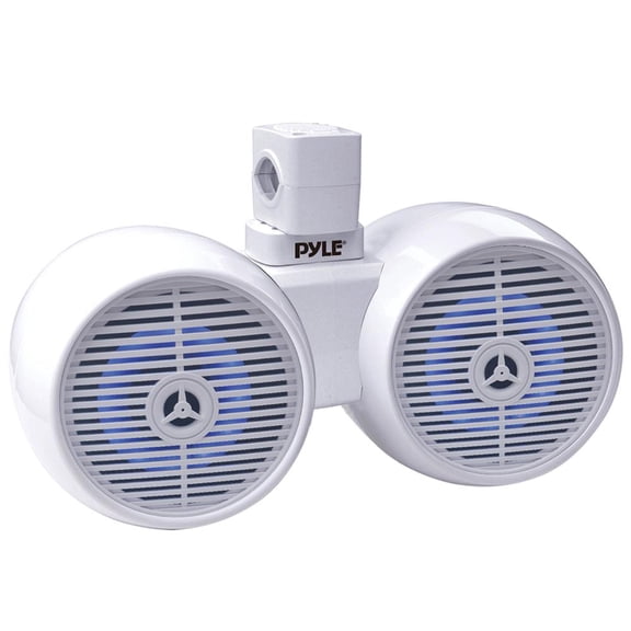 Pyle 6.5 Waterproof Marine Dual Speakers with Programmable Multi-Color LED Lights, 150 Watt Marine Grade Audio (Black)