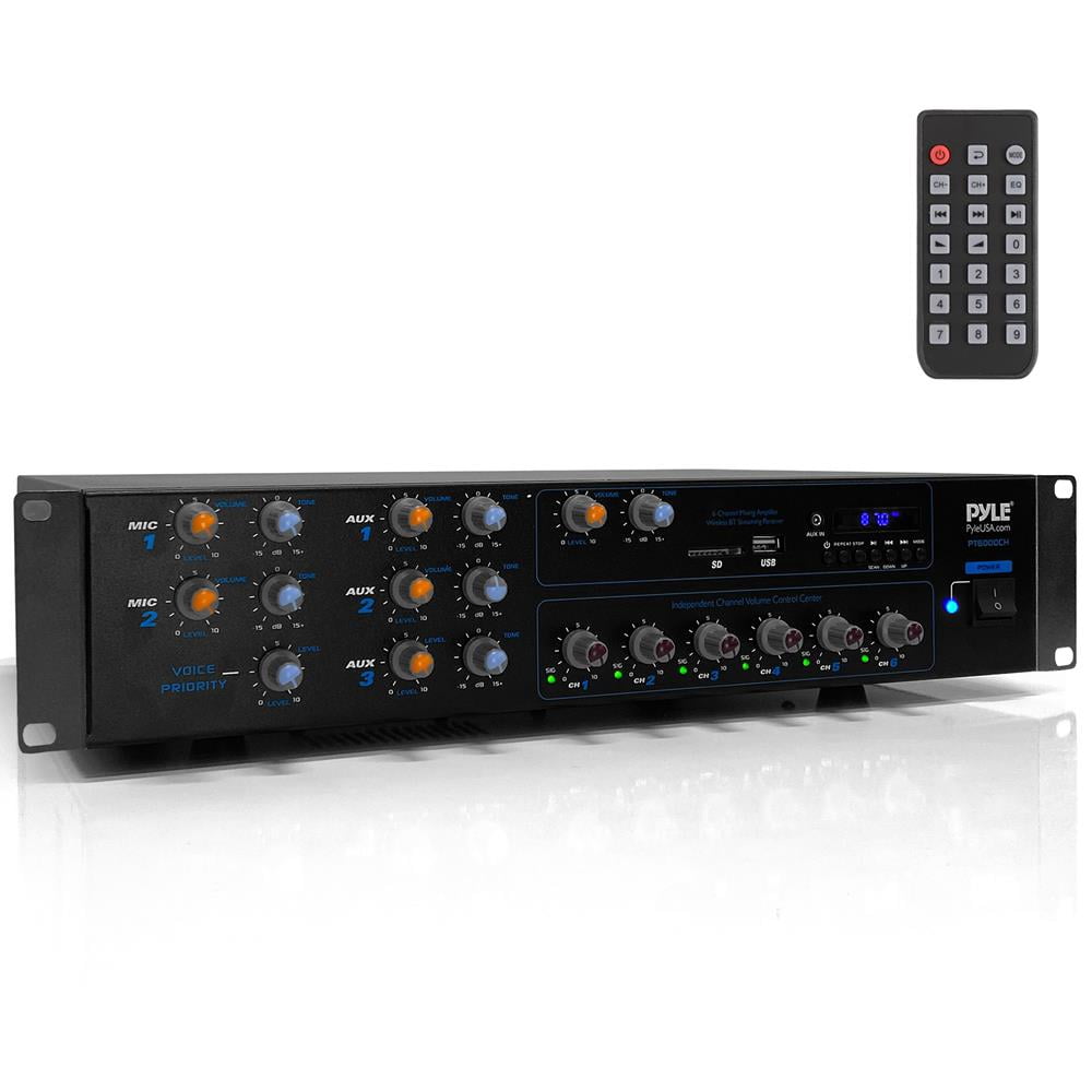 Pyle 6-Channel Rack Mount Bluetooth Power Amplifier, 4200W Peak Multi ...