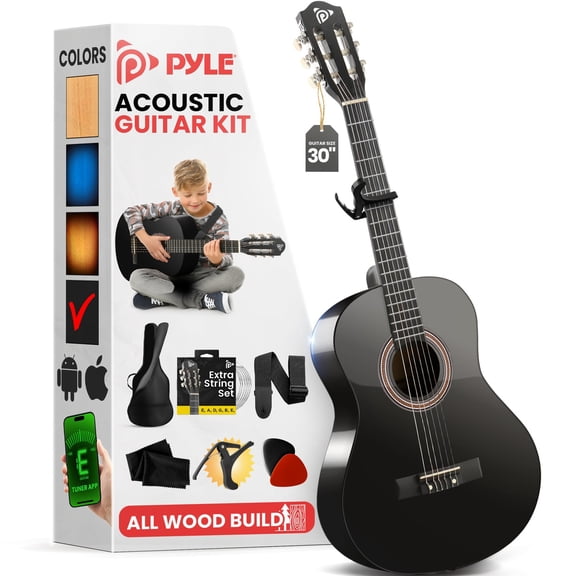 Pyle 6 String HOME_APPLIANCES, Right, Black Gloss, 30" PGACMS30BK