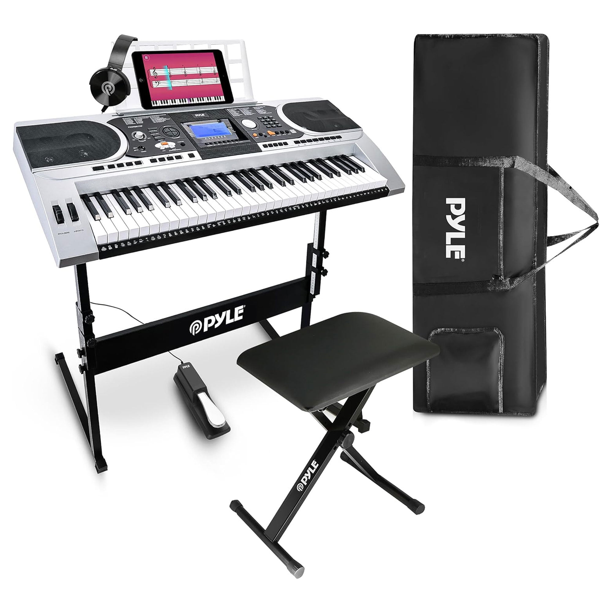 Pyle 61 Keys 2 in 1 Electronic Piano Keyboard w/ Sustain Pedal and