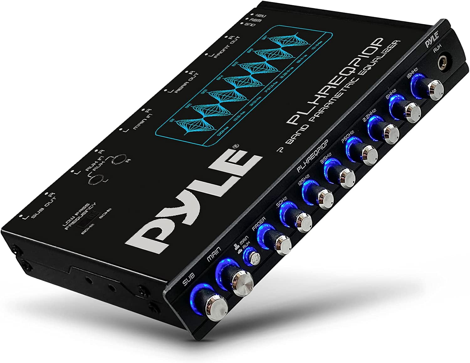 Pyle Band Parametric Equalizer, 7 Volt RMS Pre-Amp Output W/ Subwoofer Control W/ Blue Light -
