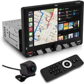 Pyle 7-Inch Single DIN Touchscreen Car Stereo with Wireless Apple CarPlay, Android Auto, Bluetooth, Backup Camera, Black