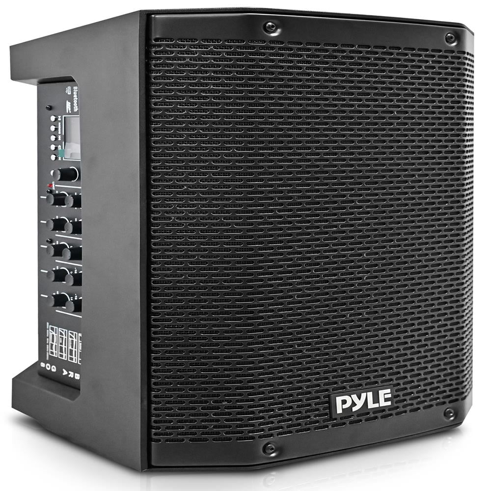Pyle 8" Bluetooth PA Speaker System, 800W Peak Portable Loudspeaker with Class D Amplifier, EQ/DSP, Combo Inputs, USB, AUX, TWS & Rechargeable Battery