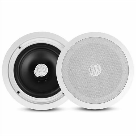 Pyle 8 Ceiling Wall Mount-Pair Of 2-Way Midbass Woofer Speaker Directable 1 Titanium Dome Tweeter Flush Design W/ 55Hz-22kHz Frequency Response & 300 Watts Peak Easy Installation- Pyle PDIC80,White
