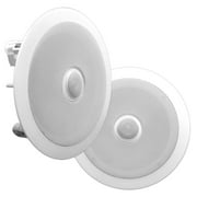 Pyle 8” Ceiling Wall Mount - Pair Of 2-Way Midbass Woofer Speaker Directable 1” Titanium Dome Tweeter Flush Design W/ 55Hz-22kHz Frequency Response & 300 Watts Peak Easy Installation - Pyle PDIC80