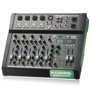 Pyle 8-Channel Audio Mixer, Bluetooth Studio Mixer/DJ Controller with Digital Effects, USB Interface, MP3 Compatible, XLR Inputs and LED Display, Audio Mixing Sound board System 10x11x3 inches
