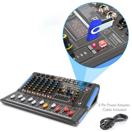 Pyle 8 Channel Bluetooth Sound Board Mixer System for DJ Studio Audio