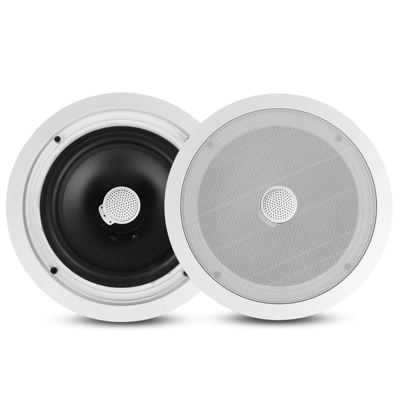 Pyle 8 Inch In Wall In Ceiling Speakers Flush Mount Dual Speaker System White